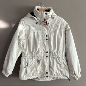 Kaelin Women’s Thermolite White Coat Ski Jacket Covertible Vest Hoodie Sz S**